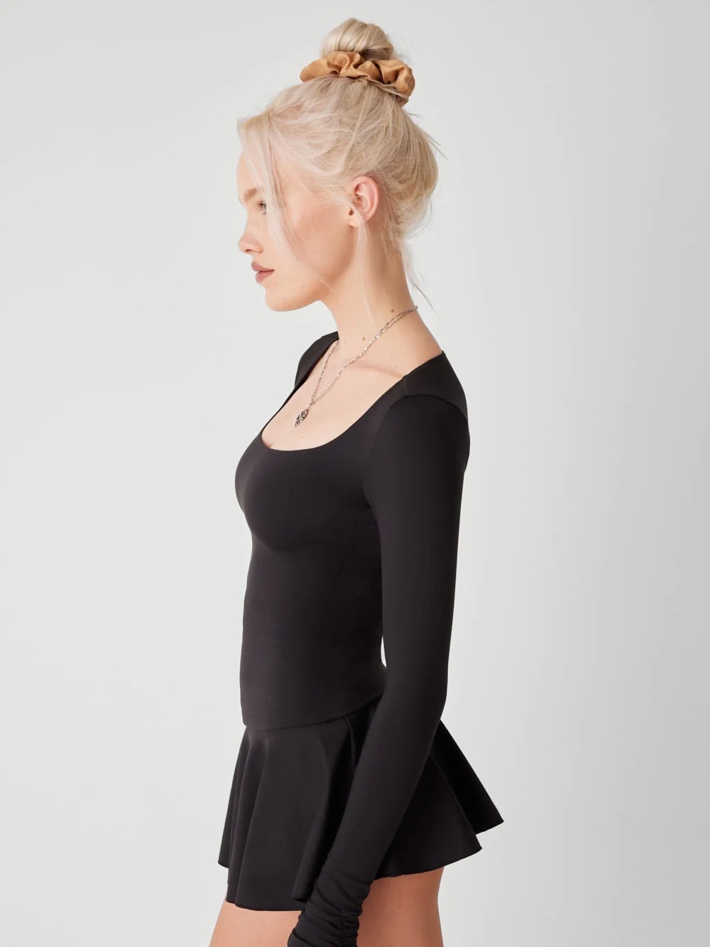 Frankie's Bikinis Black Demi Long Sleeve Active Top